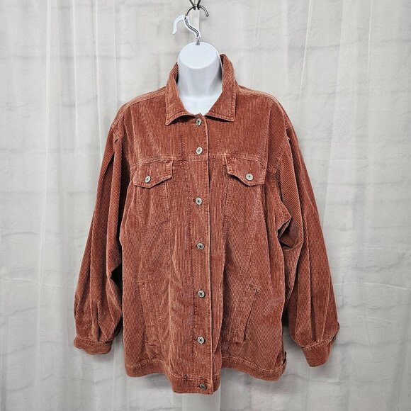 American Eagle Cinnamon Corduroy Trucker Jacket Boho Preppy Grunge Retro XL - Picture 1 of 13